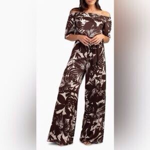 Trina Turk Juju Off Shoulder Belted Jumpsuit Size 6